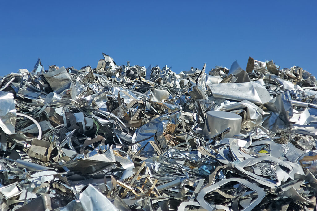 Metal scrap outside a foundry to be recycled to demonstrate Sustainable Steel Production.