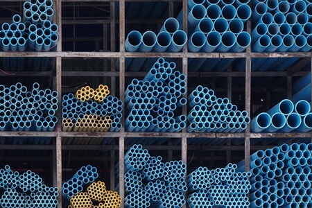 Different sized industrial pipes